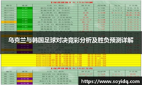 乌克兰与韩国足球对决竞彩分析及胜负预测详解